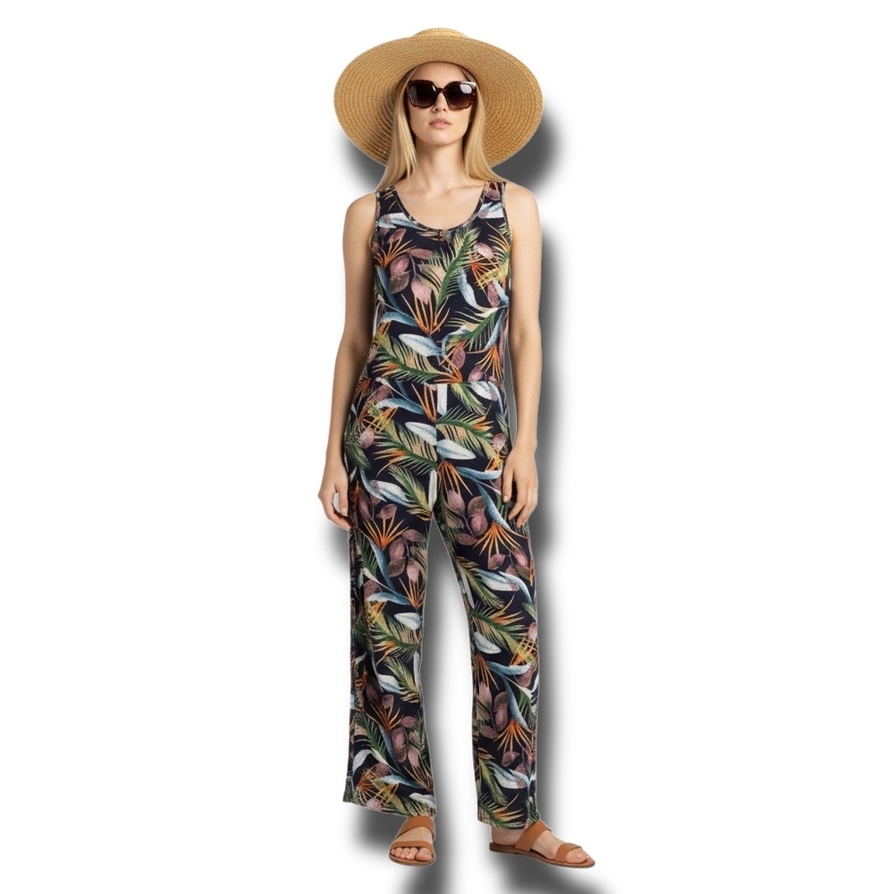 Rainforest Cafe Women’s Tropical Souvenir Sleeveless Jumpsuit VTG 90s Y2K L
